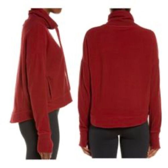 Sweaty Betty NWT Harmonise Luxe Sweatshirt in Maroon Size Medium - Picture 2 of 6